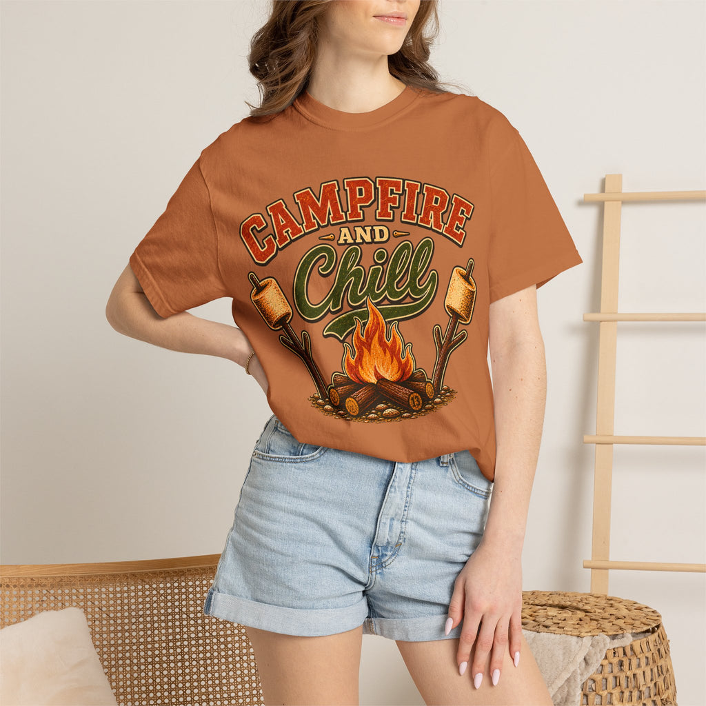 Campfire and Chill — Vintage Camping Marshmallow Humor Tee