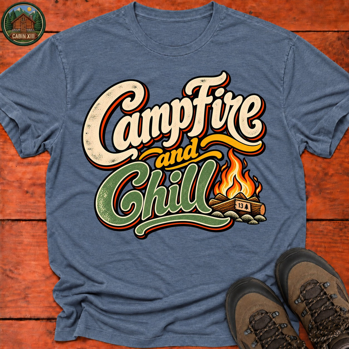 Campfire And Chill V2 T-Shirt — Heather Indigo