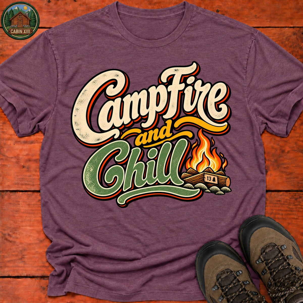 Campfire And Chill V2 T-Shirt — Heather Maroon