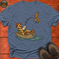 Toilet Seat Fisherman T-Shirt — Heather Indigo