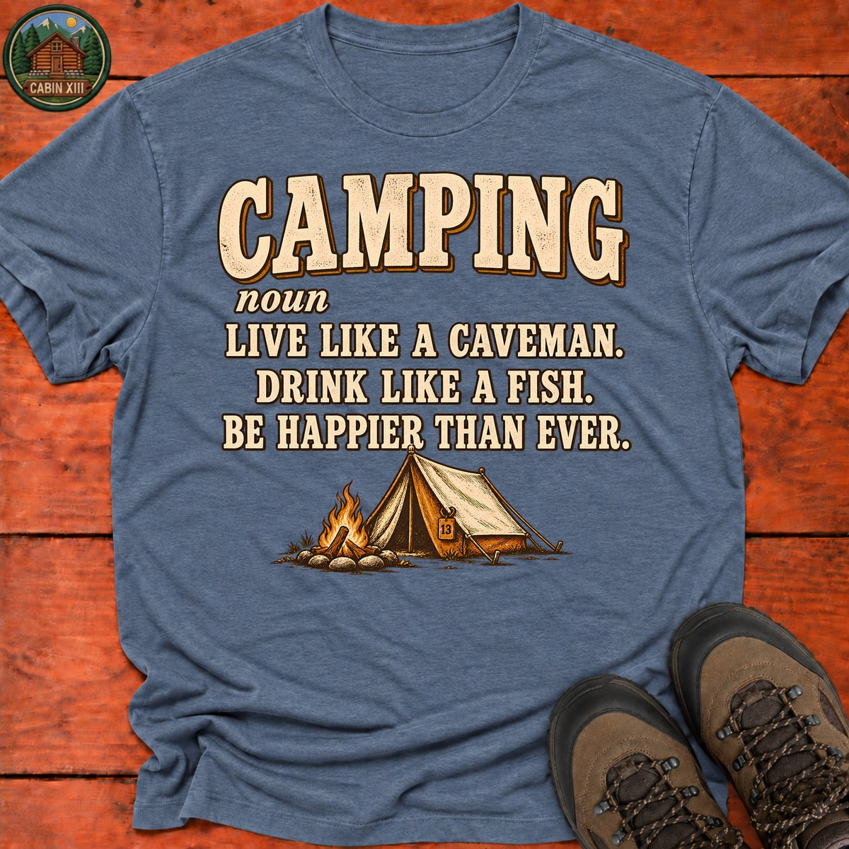 Camping Definition T-Shirt — Heather Indigo