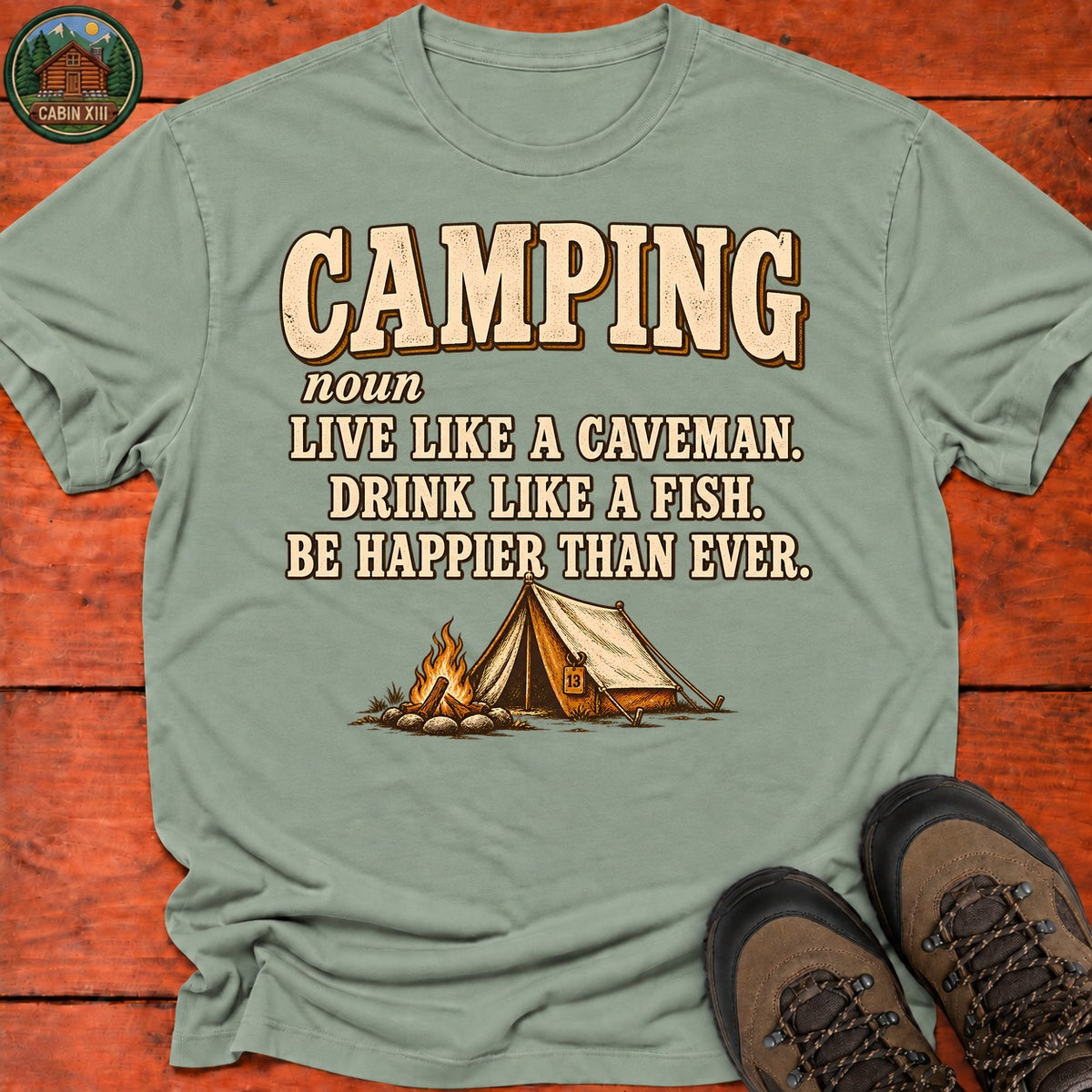 Camping Definition T-Shirt — Sage