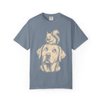 Dog and Squirrel — Vintage Sketch Outdoor Dog Tee