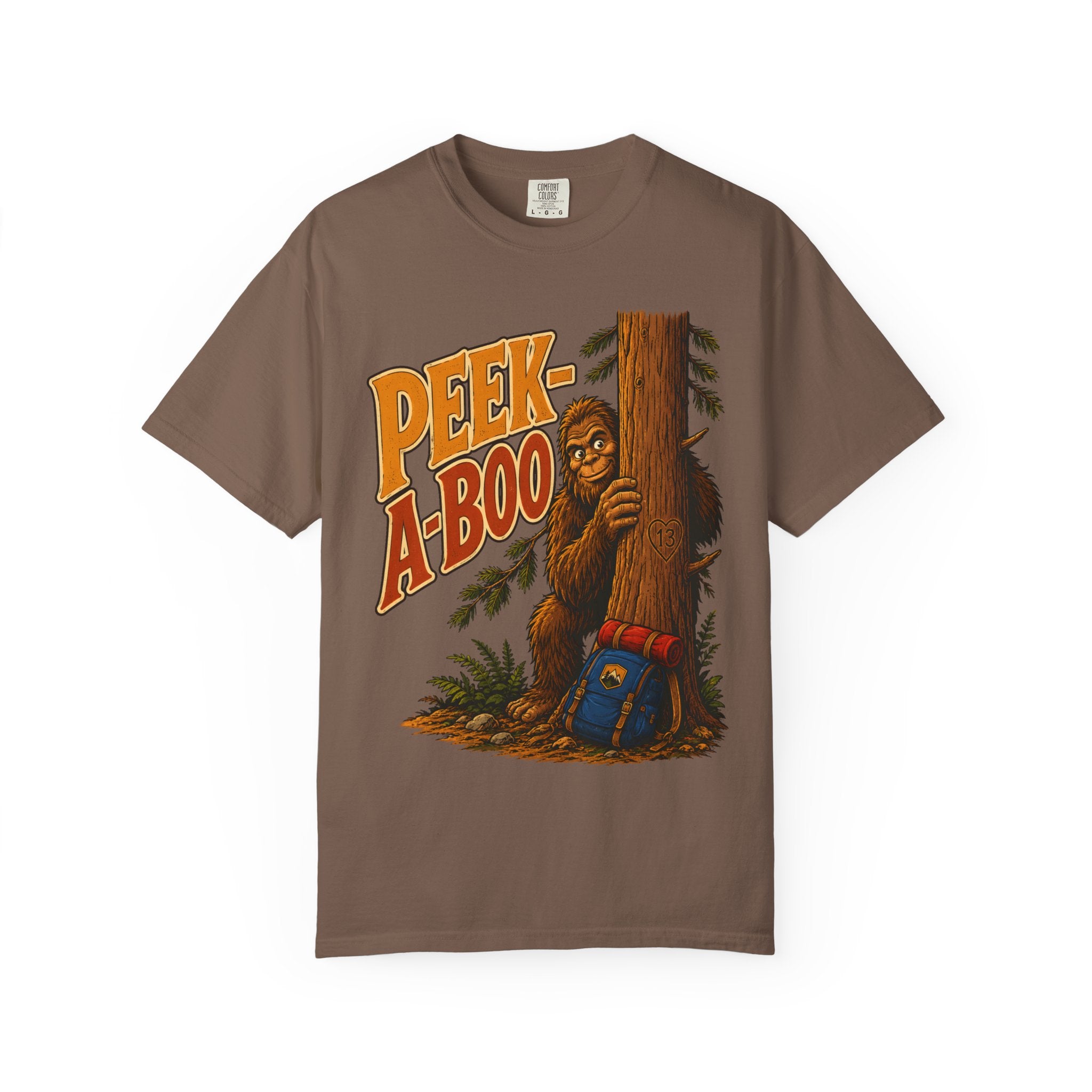 Peek-A-Boo Bigfoot — Funny Sasquatch Hiking Camping Tee