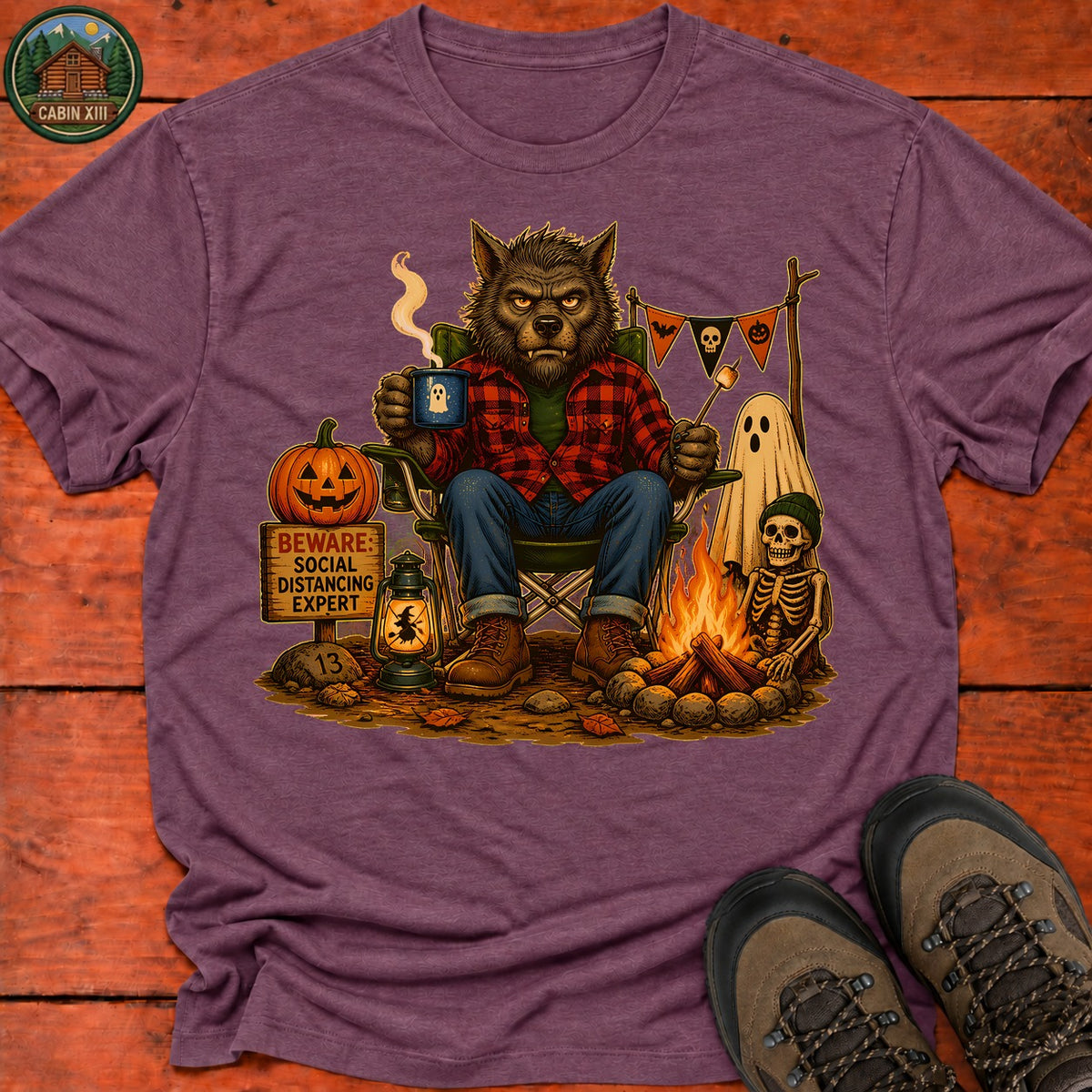 Werewolf Halloween T-Shirt — Heather Maroon