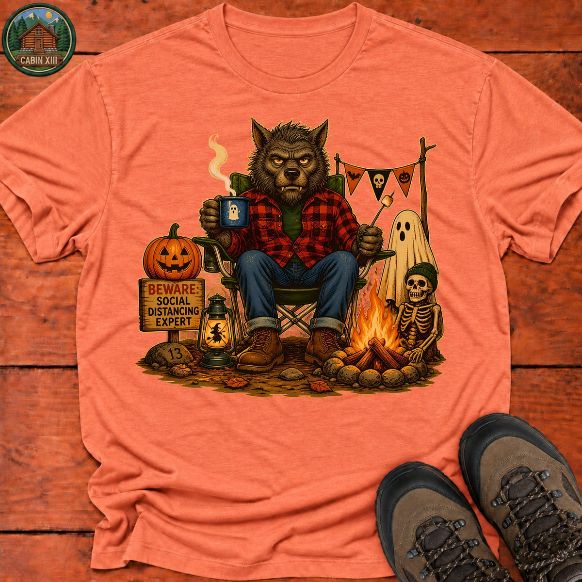 Werewolf Halloween T-Shirt — Heather Orange