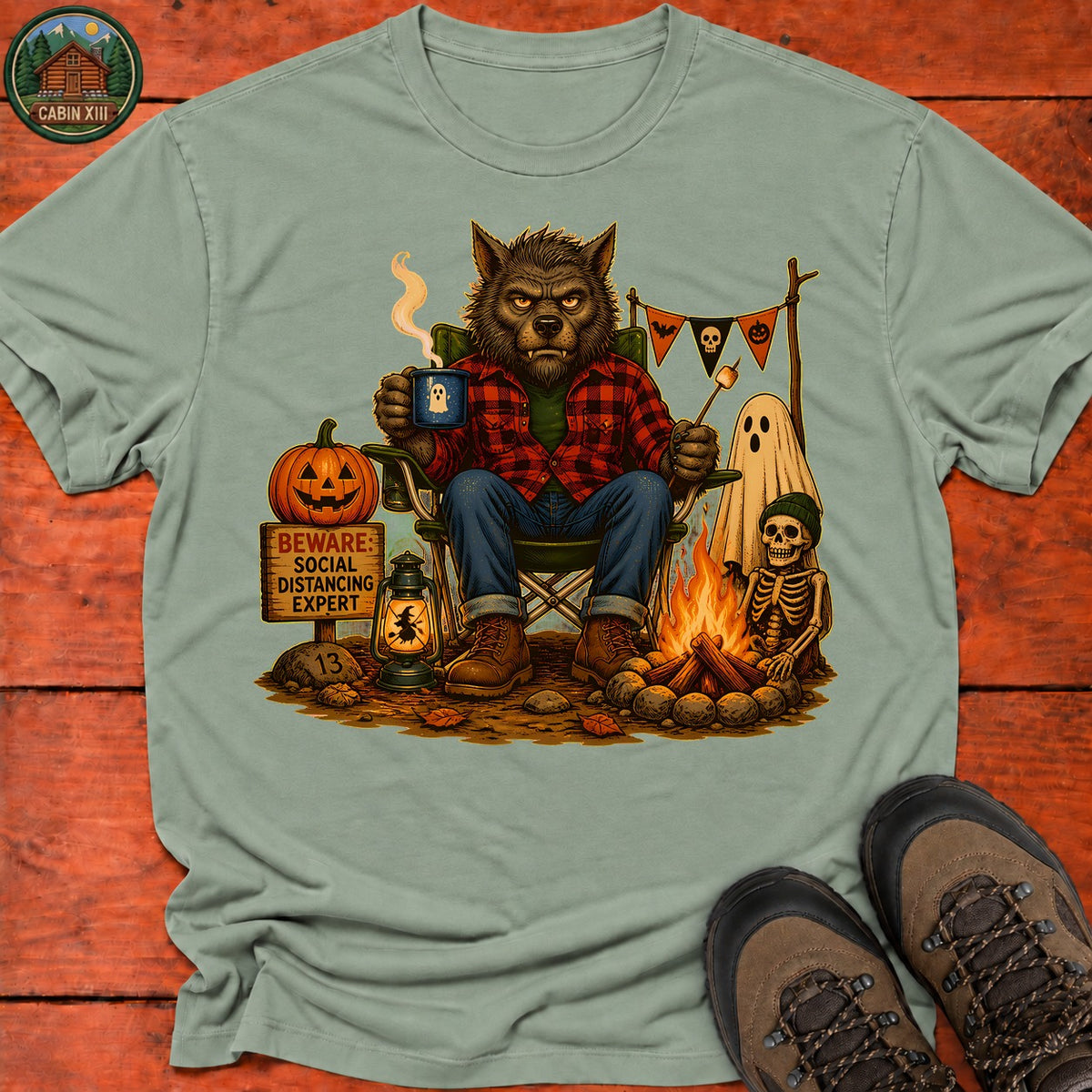 Werewolf Halloween T-Shirt — Sage