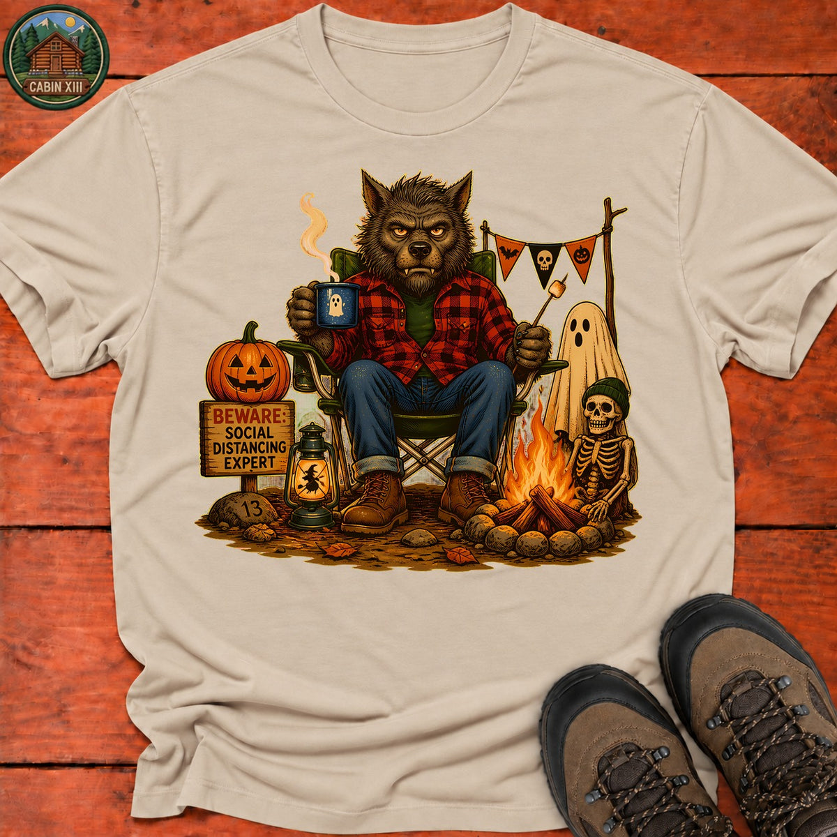 Werewolf Halloween T-Shirt — Sand