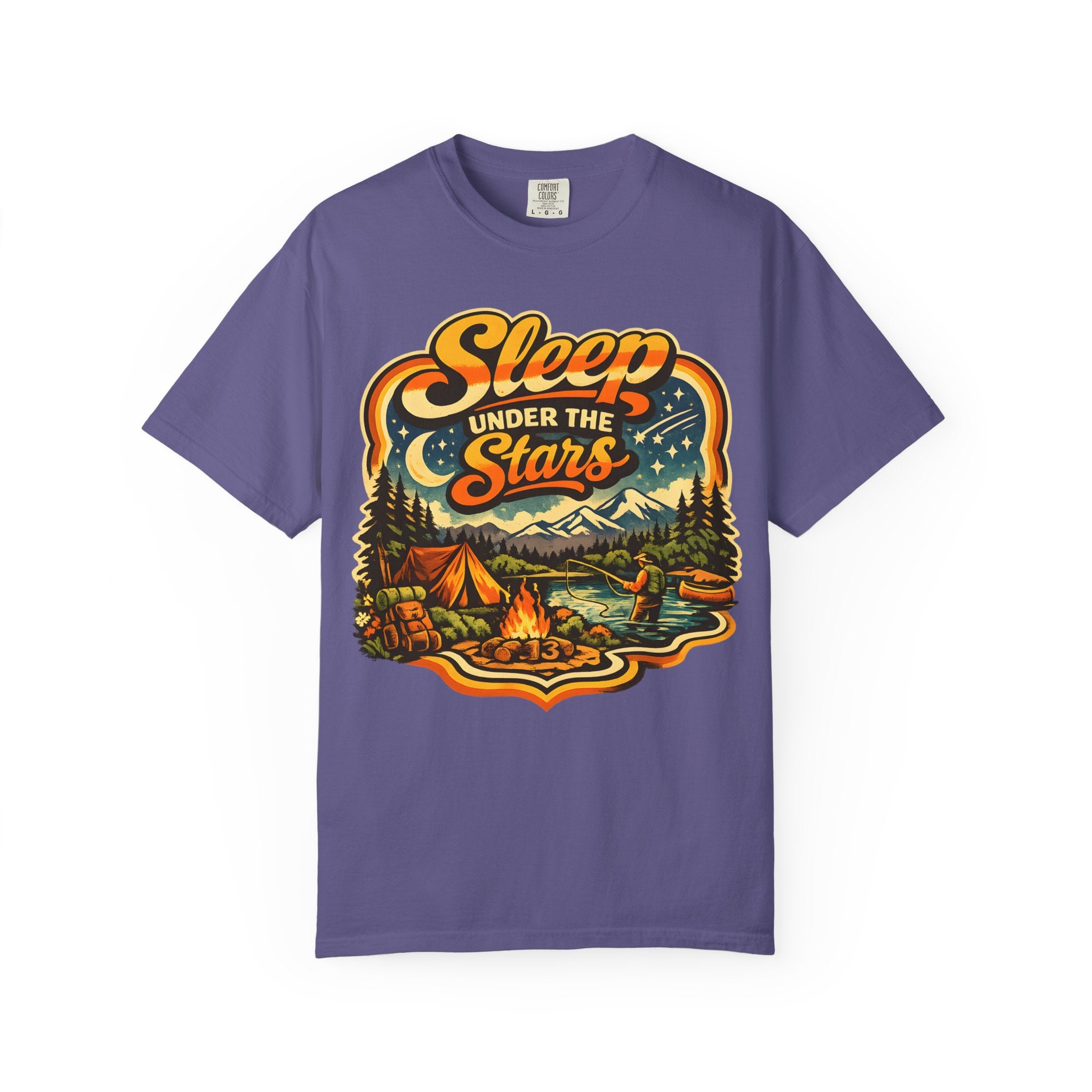 Sleep Under the Stars — Retro Camping and Fishing Tee