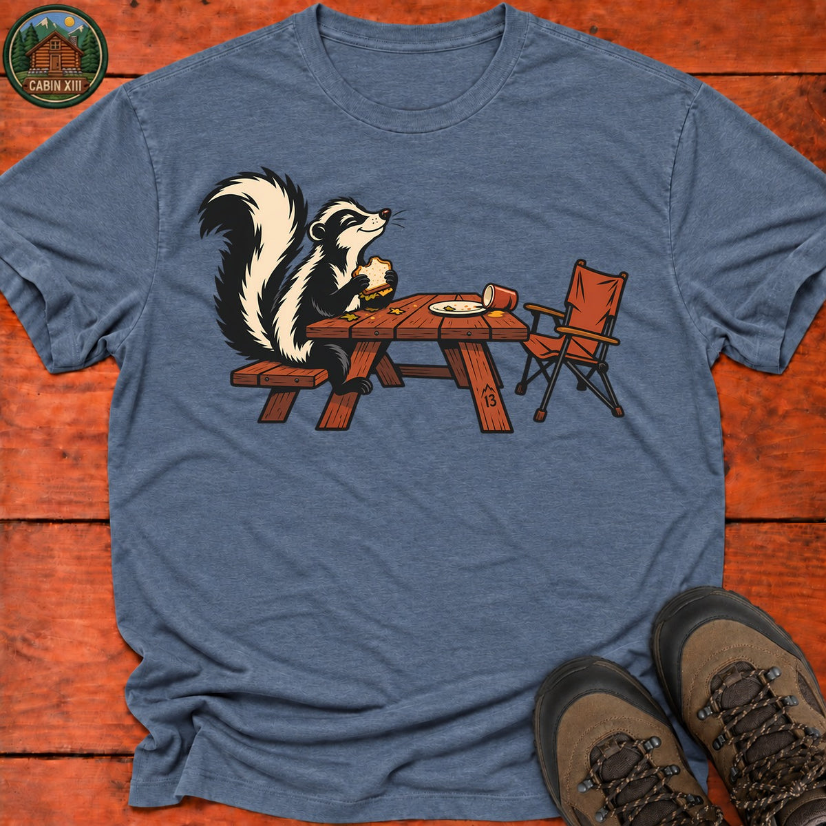 Skunk Picnic T-Shirt — Heather Indigo