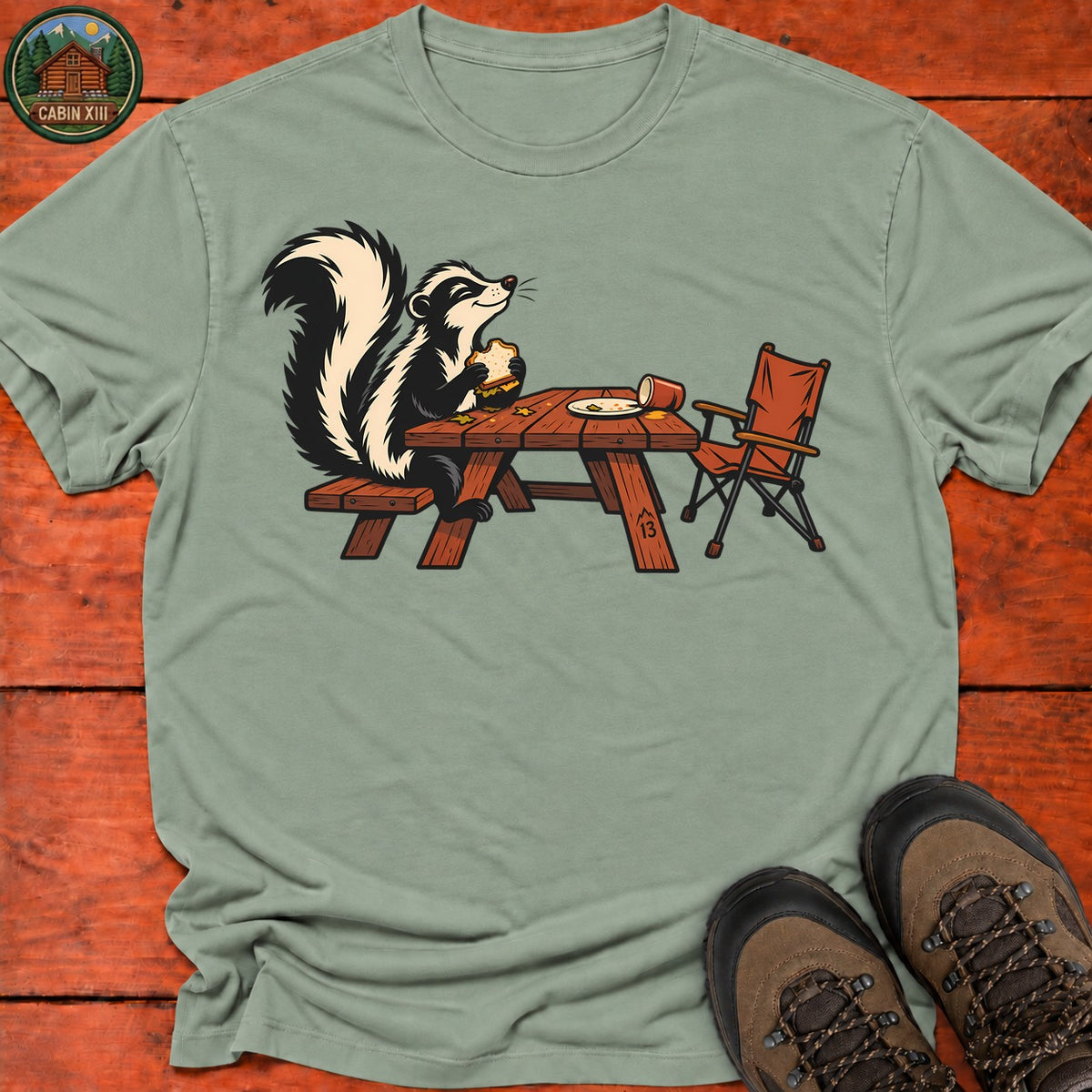 Skunk Picnic T-Shirt — Sage