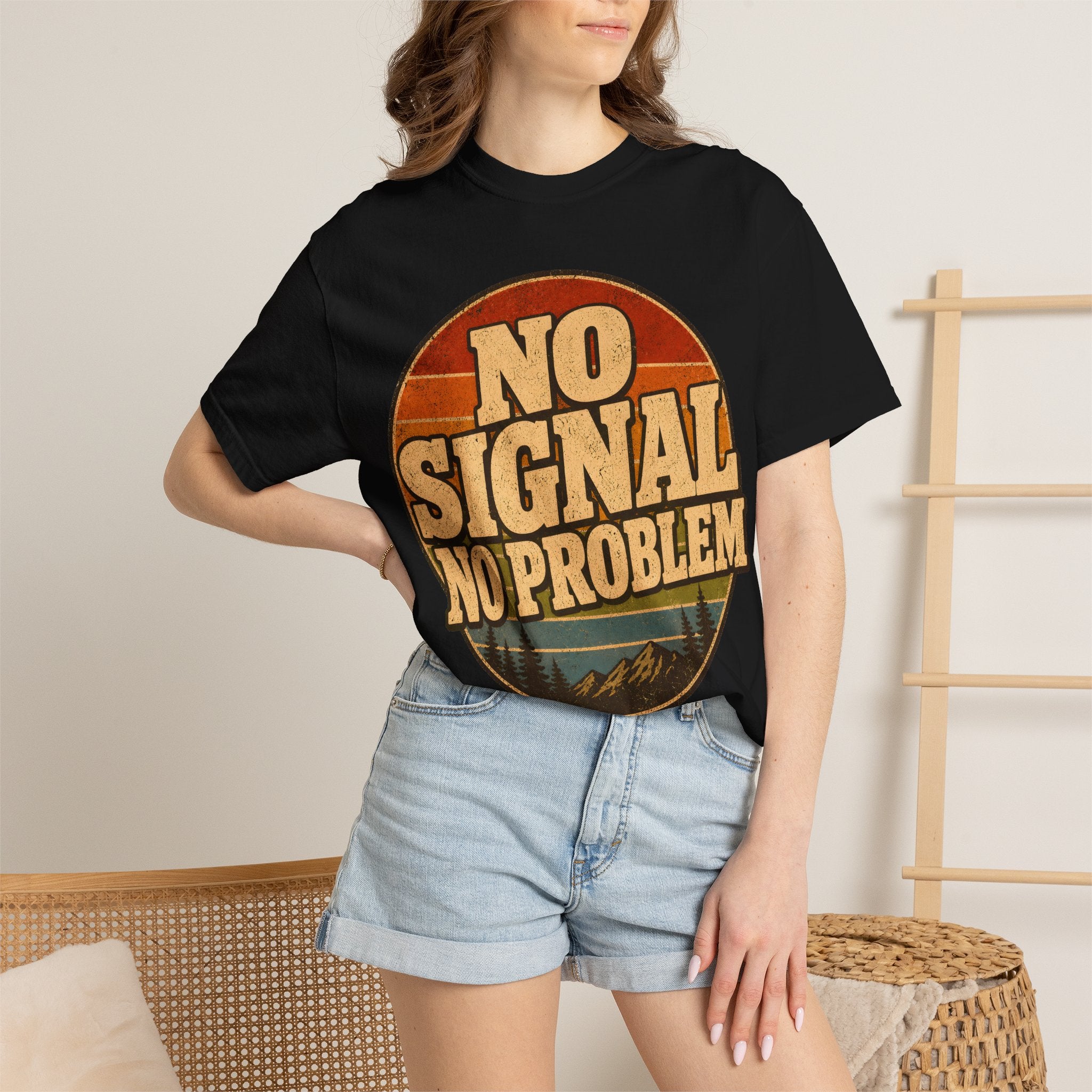 No Signal No Problem — Retro Outdoor Camping Tee