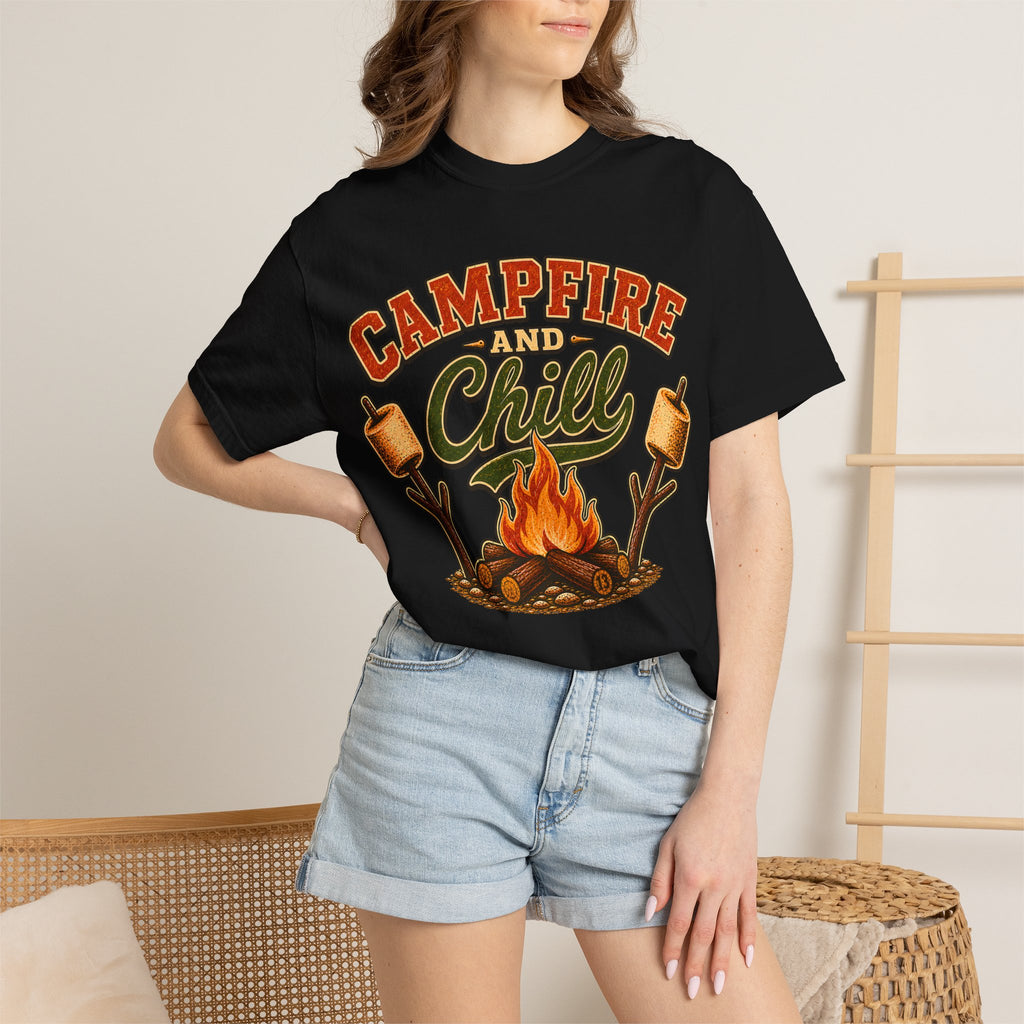 Campfire and Chill — Vintage Camping Marshmallow Humor Tee