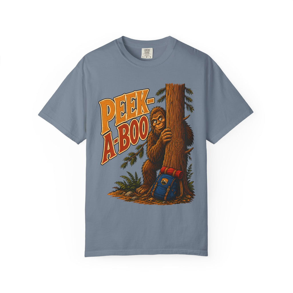 Peek-A-Boo Bigfoot — Funny Sasquatch Hiking Camping Tee