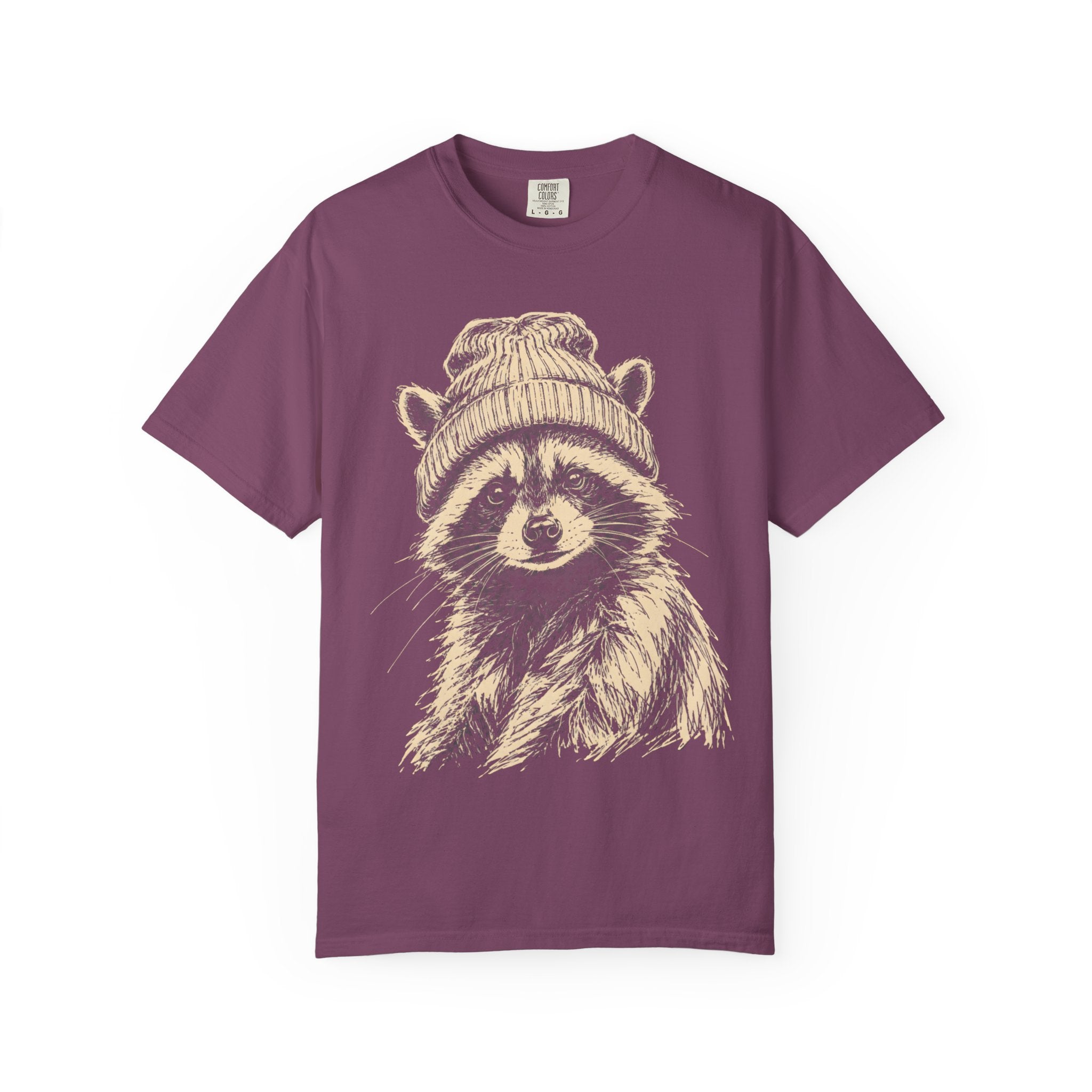 Raccoon in a Beanie — Vintage Sketch Wildlife Outdoor Tee