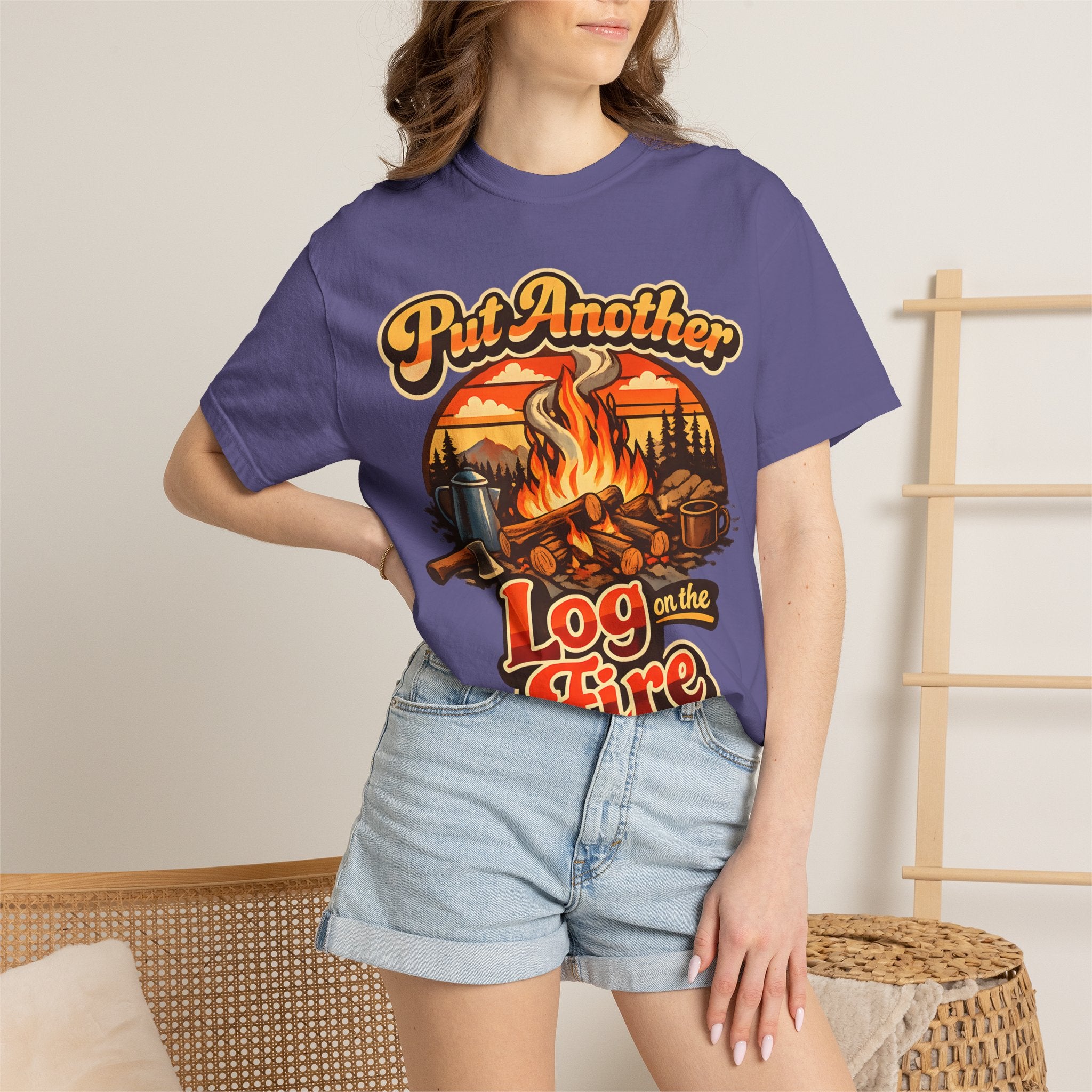Put Another Log on the Fire — Retro Campfire Tee