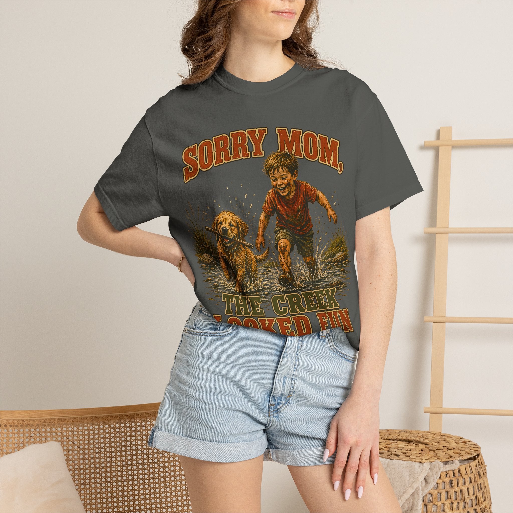 Sorry Mom The Creek Looked Fun — Vintage Camping Humor Tee