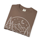Mountain Campsite Night Scene Shirt — Cream Ink Camping Tee