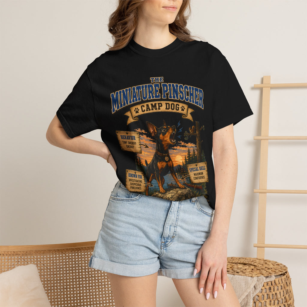 Miniature Pinscher Camp Dog - Tiny Sheriff Energy Tee