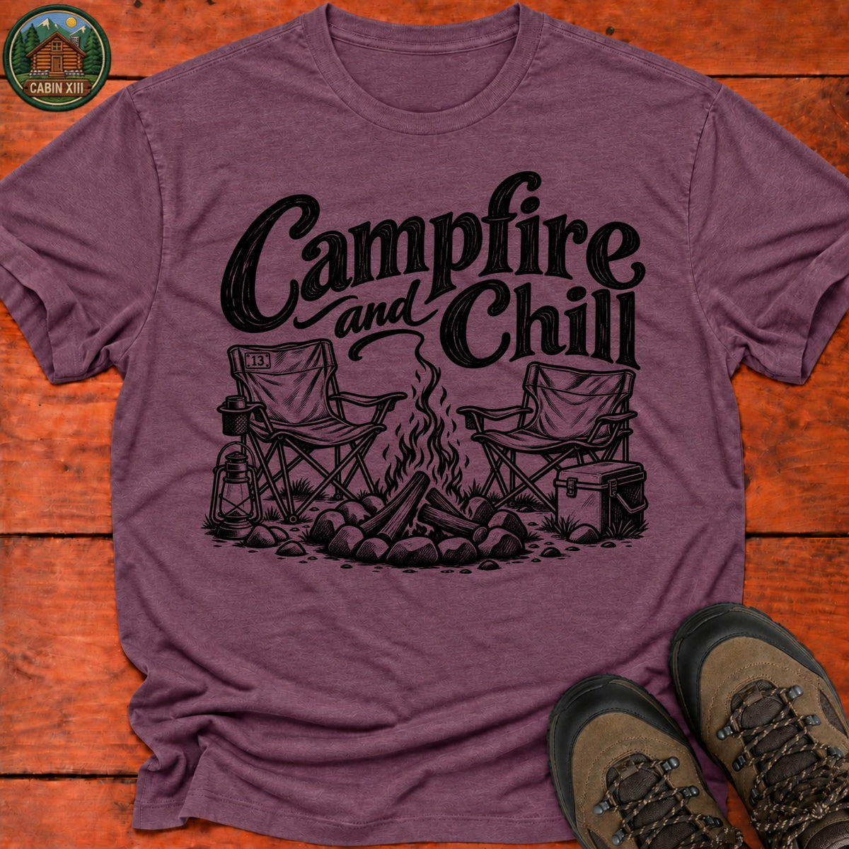 Campfire And Chill T-Shirt — Heather Maroon