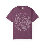 Mountain Campsite Night Scene Shirt — Cream Ink Camping Tee