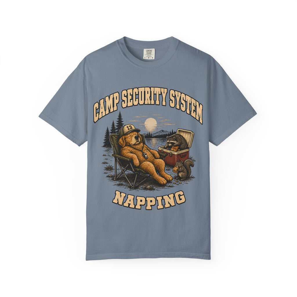 Camp Security System Napping — Funny Camping Dog Tee