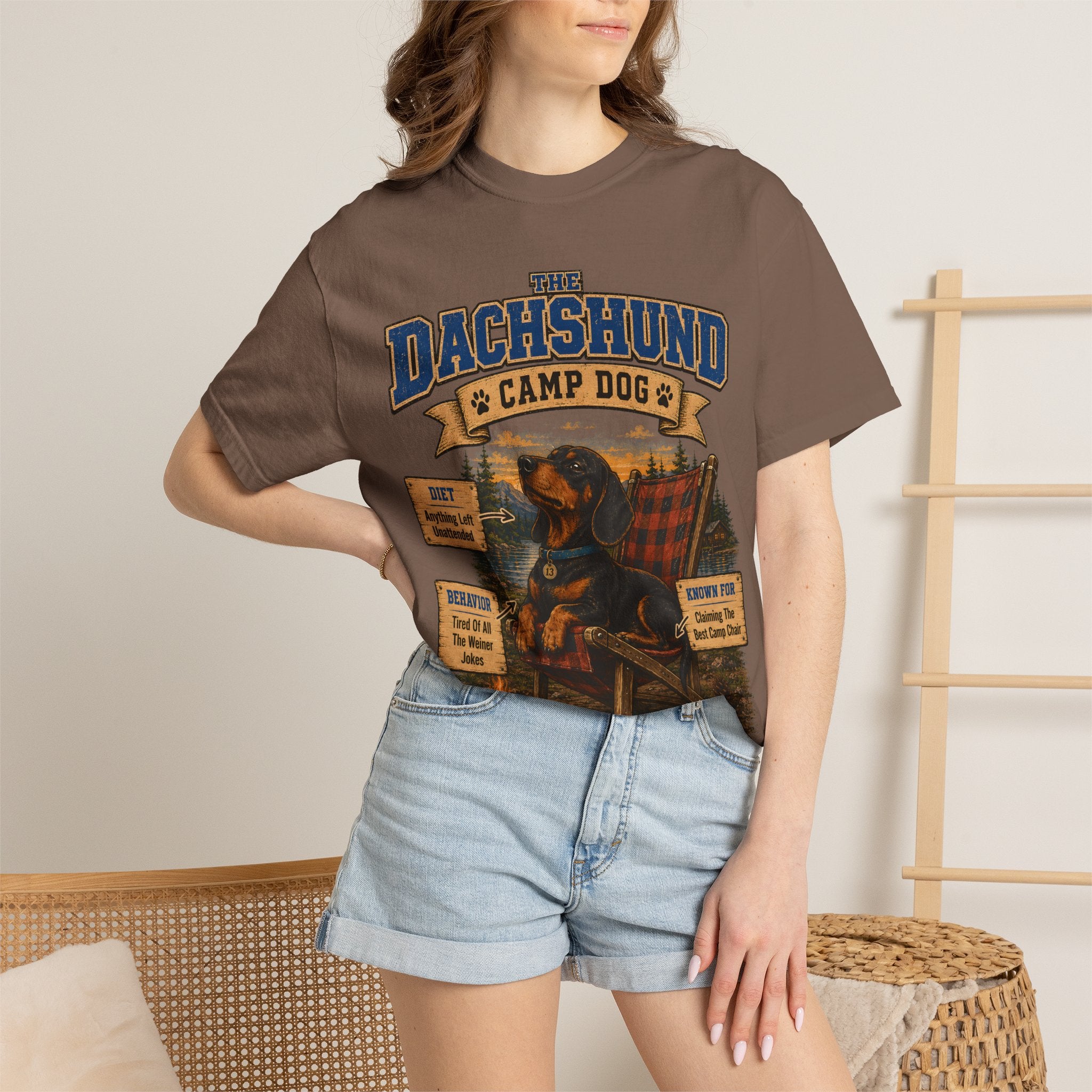 Dachshund Camp Dog - Tired Of All The Weiner Jokes Tee