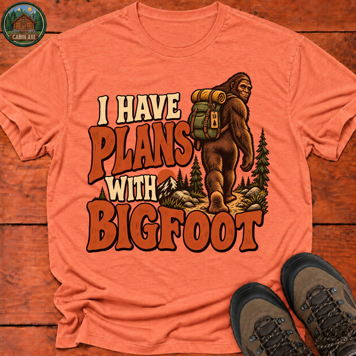 Plans With Bigfoot T-Shirt — Heather Orange