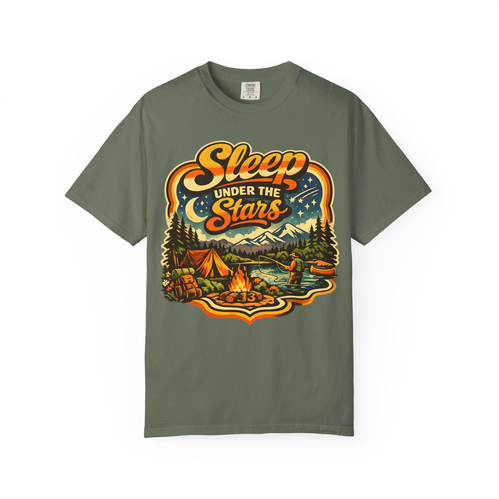 Sleep Under the Stars — Retro Camping and Fishing Tee
