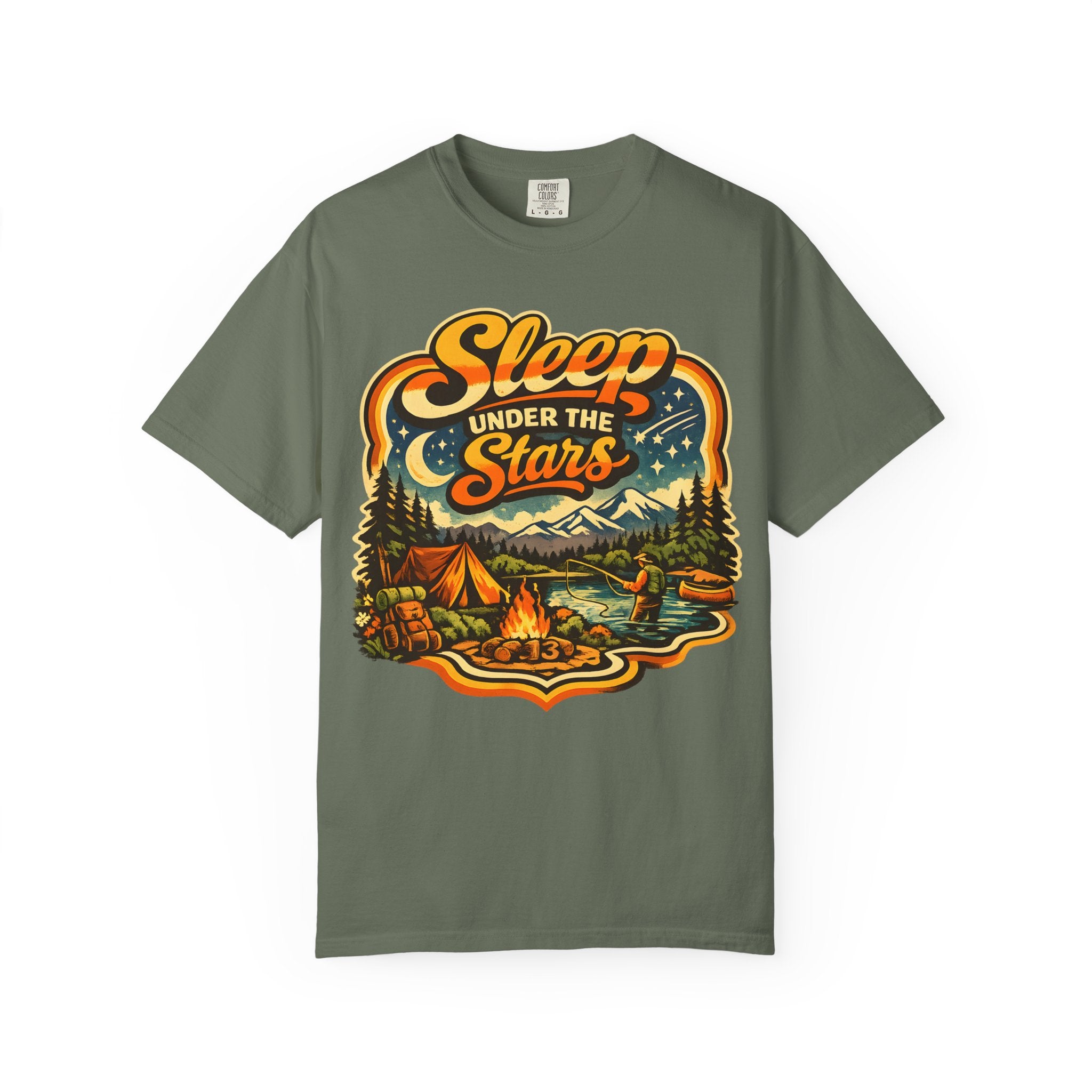 Sleep Under the Stars — Retro Camping and Fishing Tee