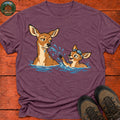 Swimming Deer T-Shirt — Heather Maroon