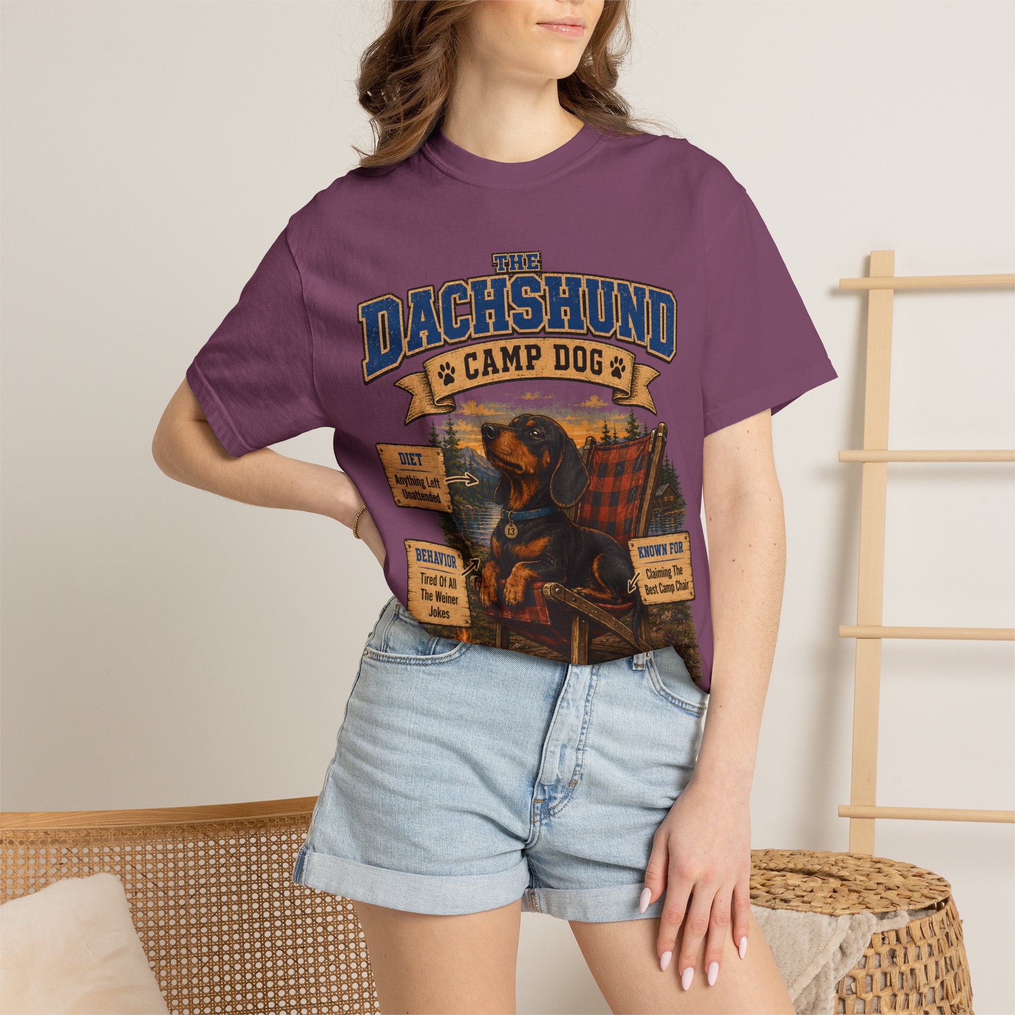 Dachshund Camp Dog - Tired Of All The Weiner Jokes Tee