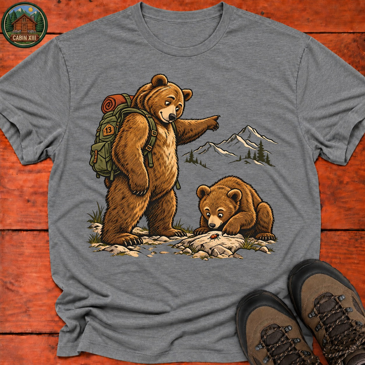 Bear Scenic View T-Shirt — Graphite Heather