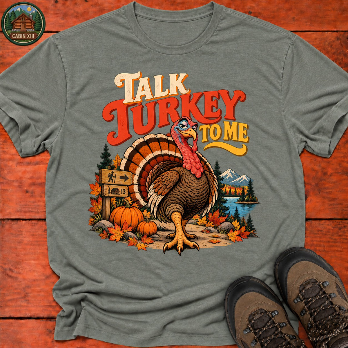 Thanksgiving Talk Turkey To Me T-Shirt — Heather Military Green