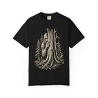 Bigfoot Hiding — Vintage Sasquatch Forest Sketch Tee