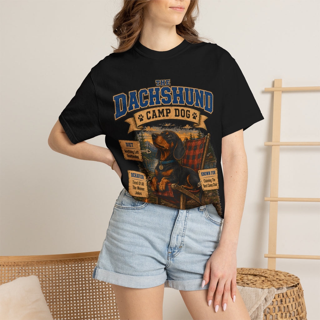 Dachshund Camp Dog - Tired Of All The Weiner Jokes Tee