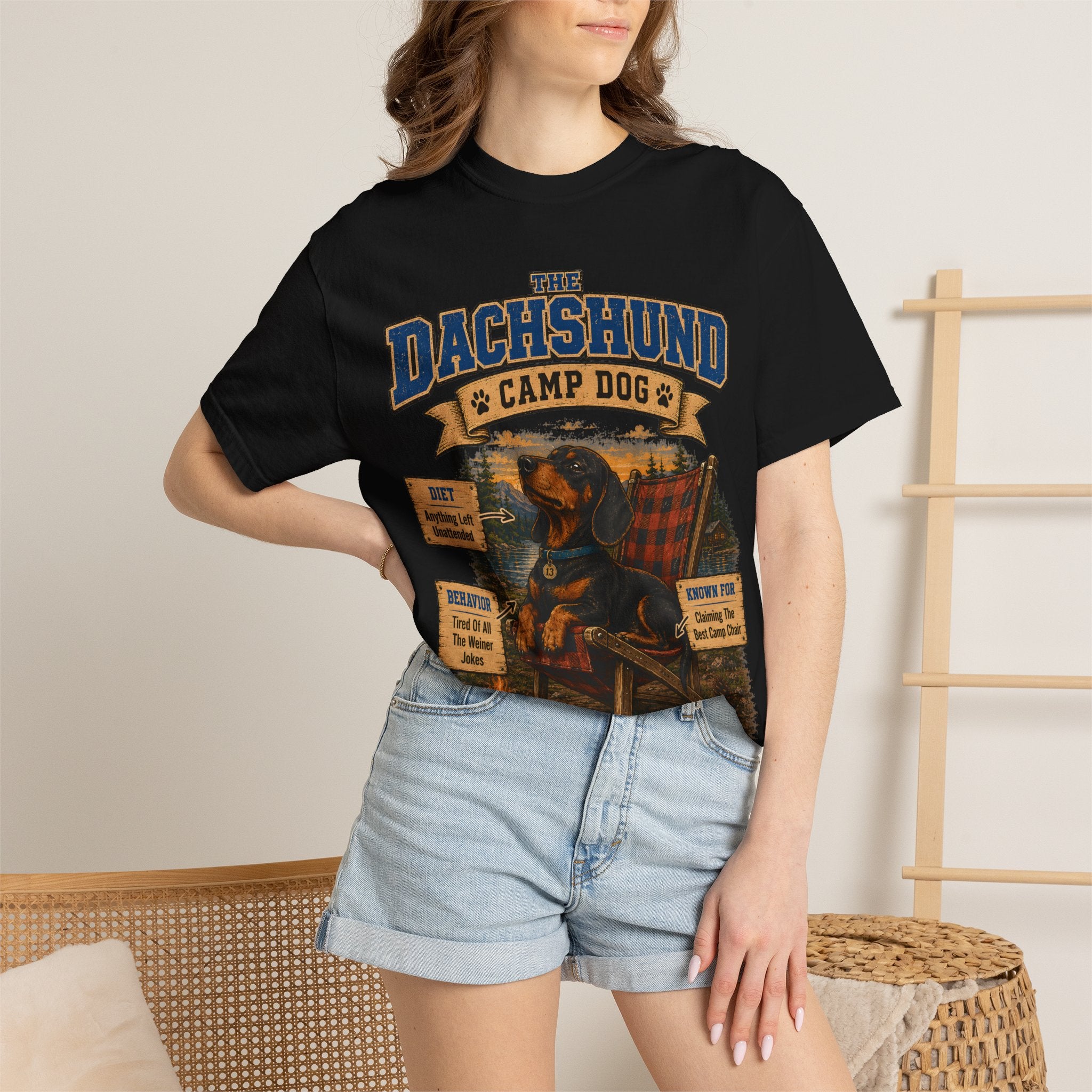 Dachshund Camp Dog - Tired Of All The Weiner Jokes Tee