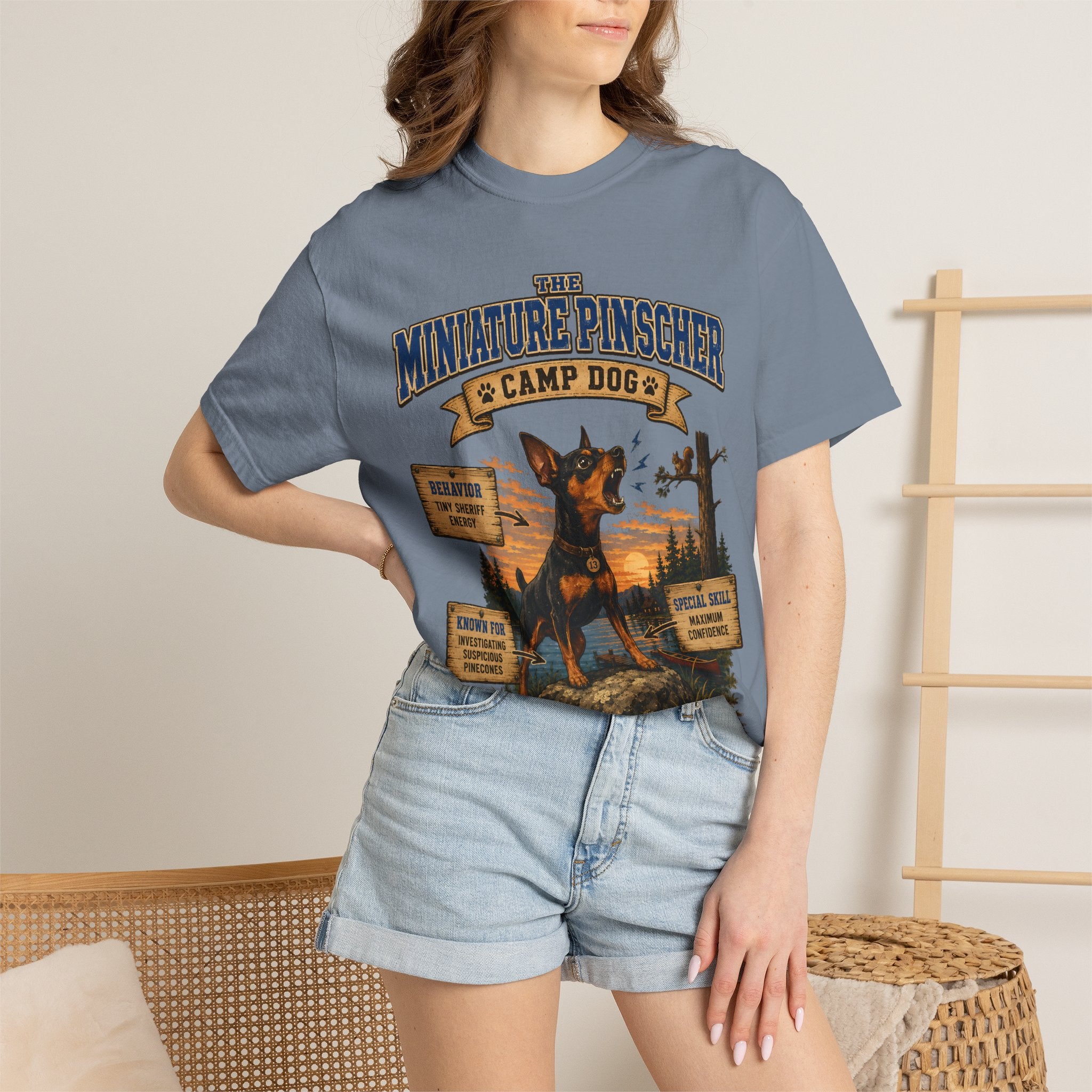 Miniature Pinscher Camp Dog - Tiny Sheriff Energy Tee