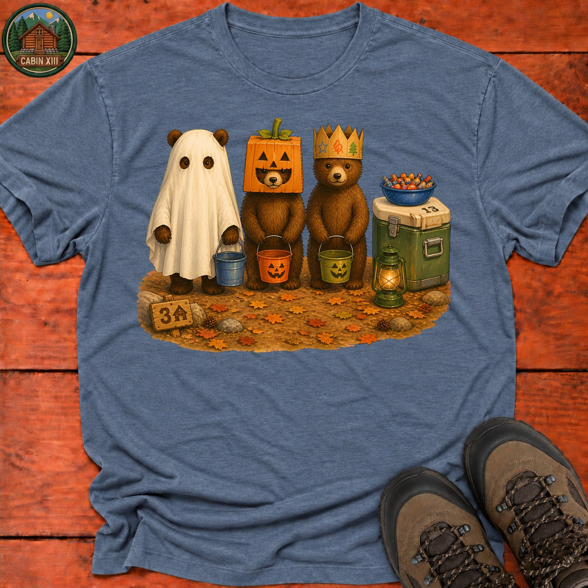 Bear Cub Trick Or Treat Halloween T-Shirt — Heather Indigo