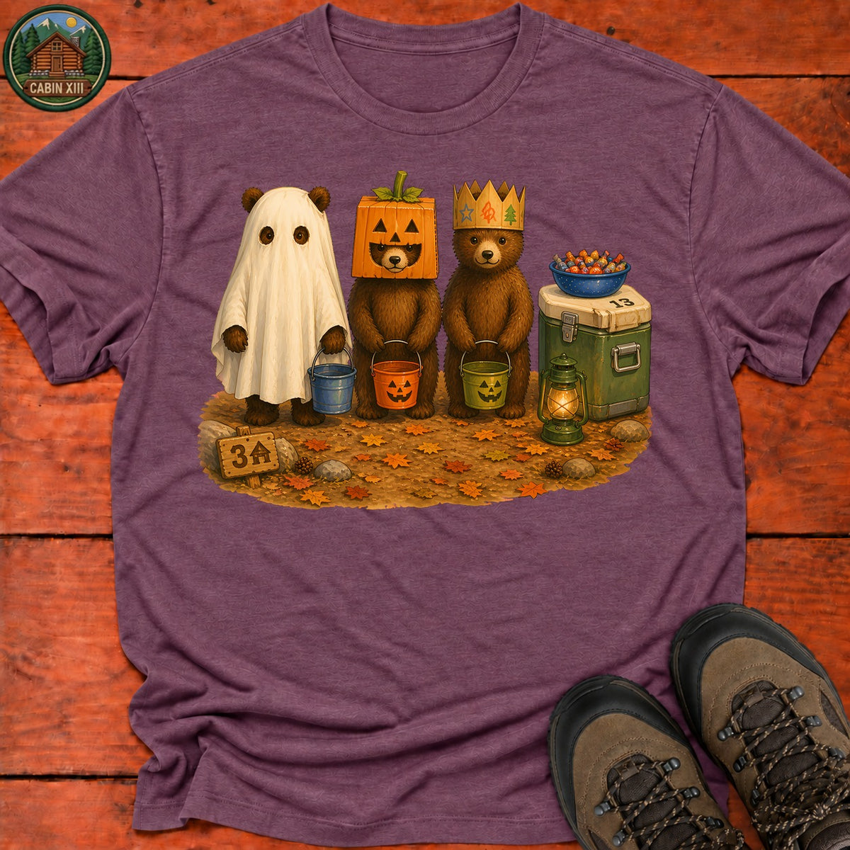 Bear Cub Trick Or Treat Halloween T-Shirt — Heather Maroon
