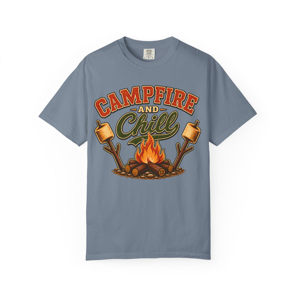 Campfire and Chill — Vintage Camping Marshmallow Humor Tee