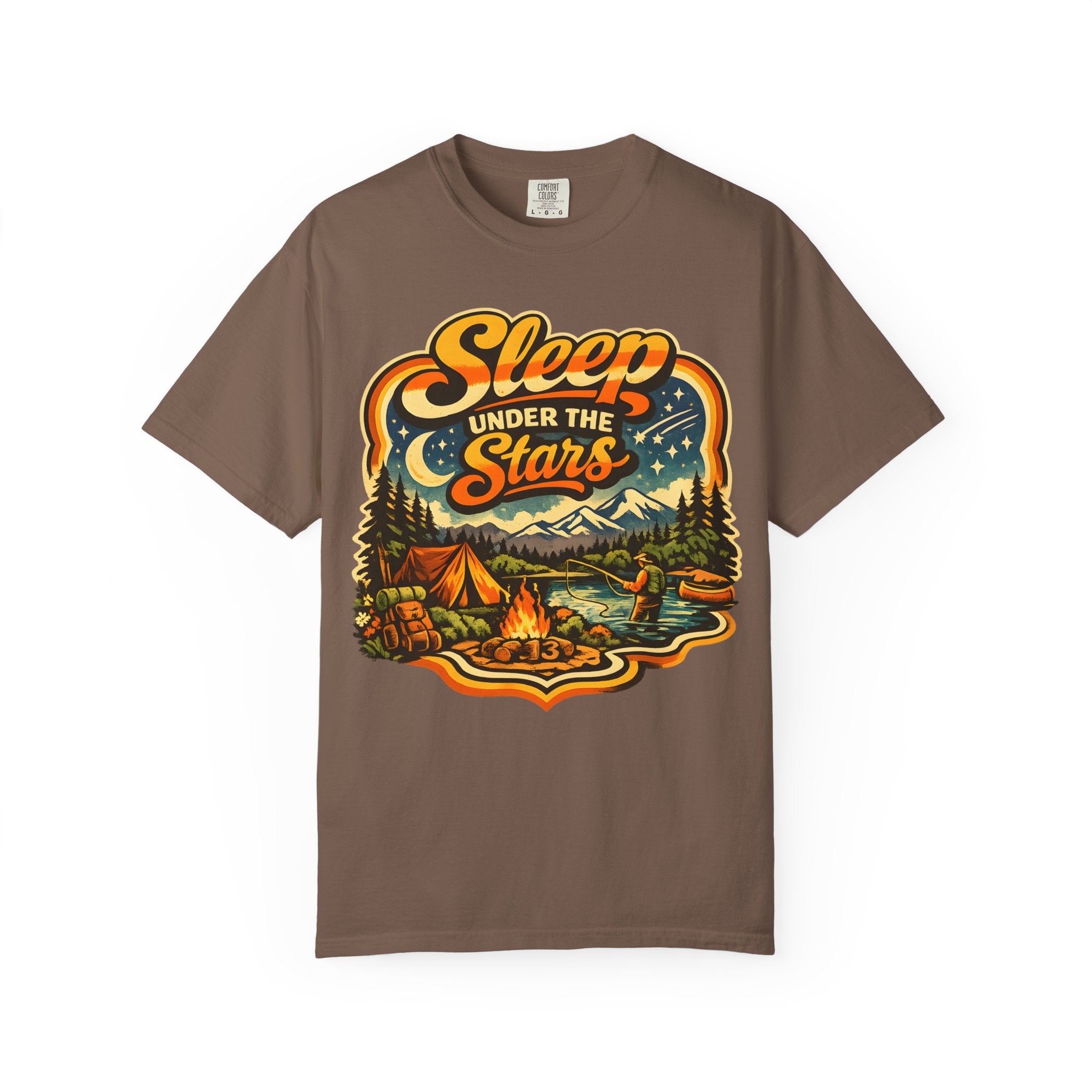 Sleep Under the Stars — Retro Camping and Fishing Tee