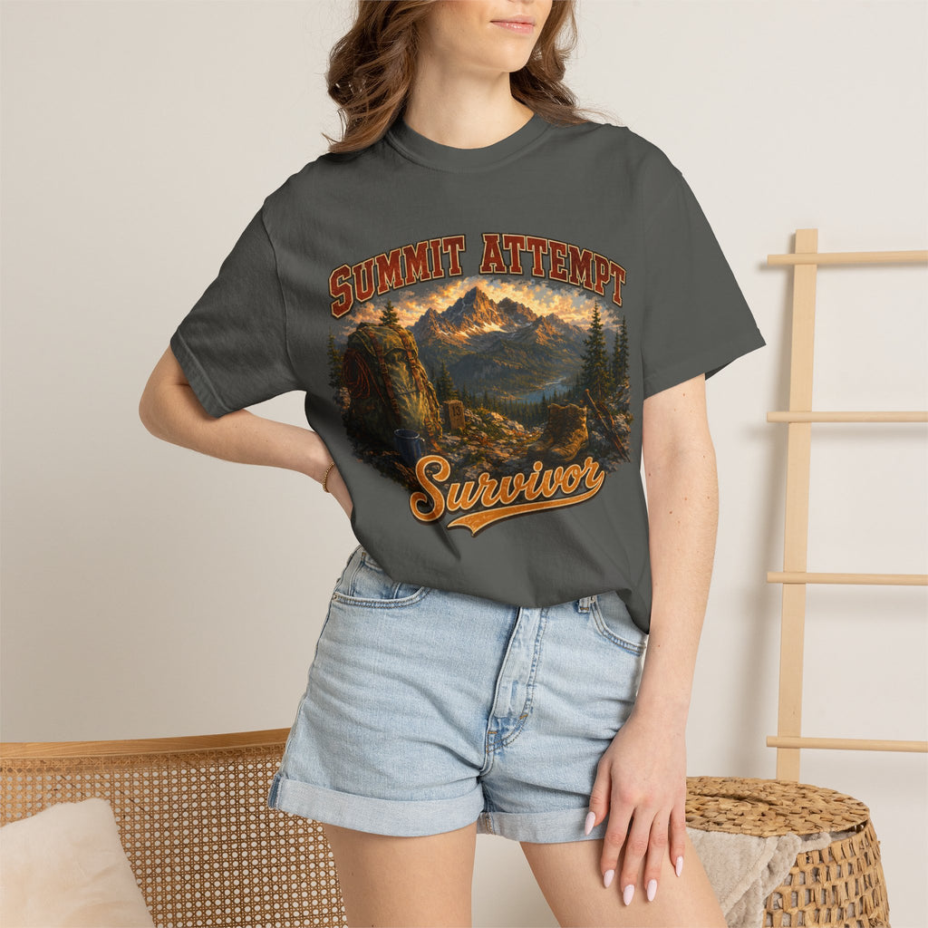 Summit Attempt Survivor Mostly Voluntary — Funny Hiking Tee