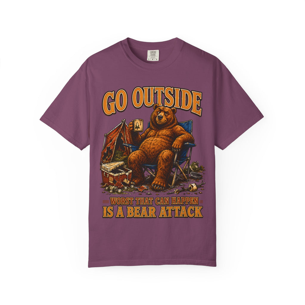 Go Outside Worst That Can Happen Is A Bear Attack Camp Tee