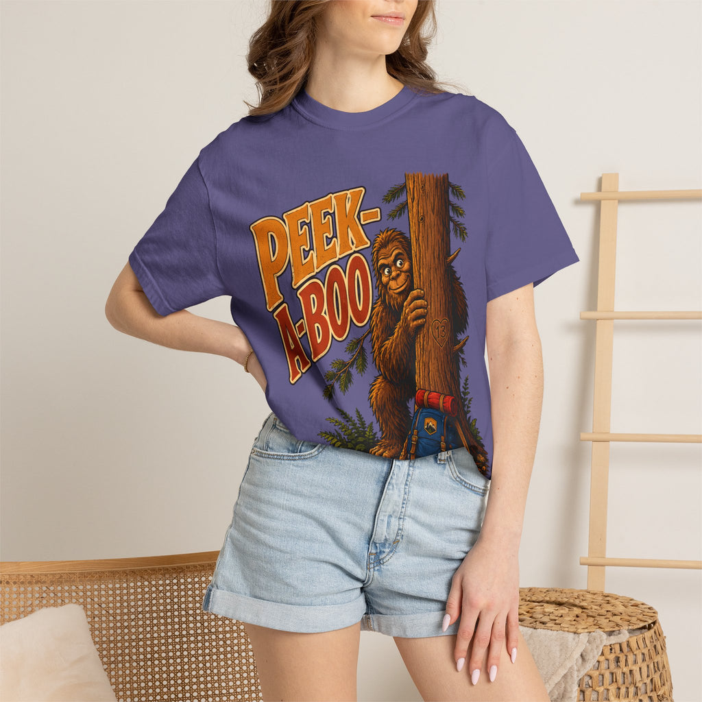 Peek-A-Boo Bigfoot — Funny Sasquatch Hiking Camping Tee