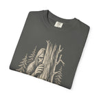 Bigfoot Hiding — Vintage Sasquatch Forest Sketch Tee