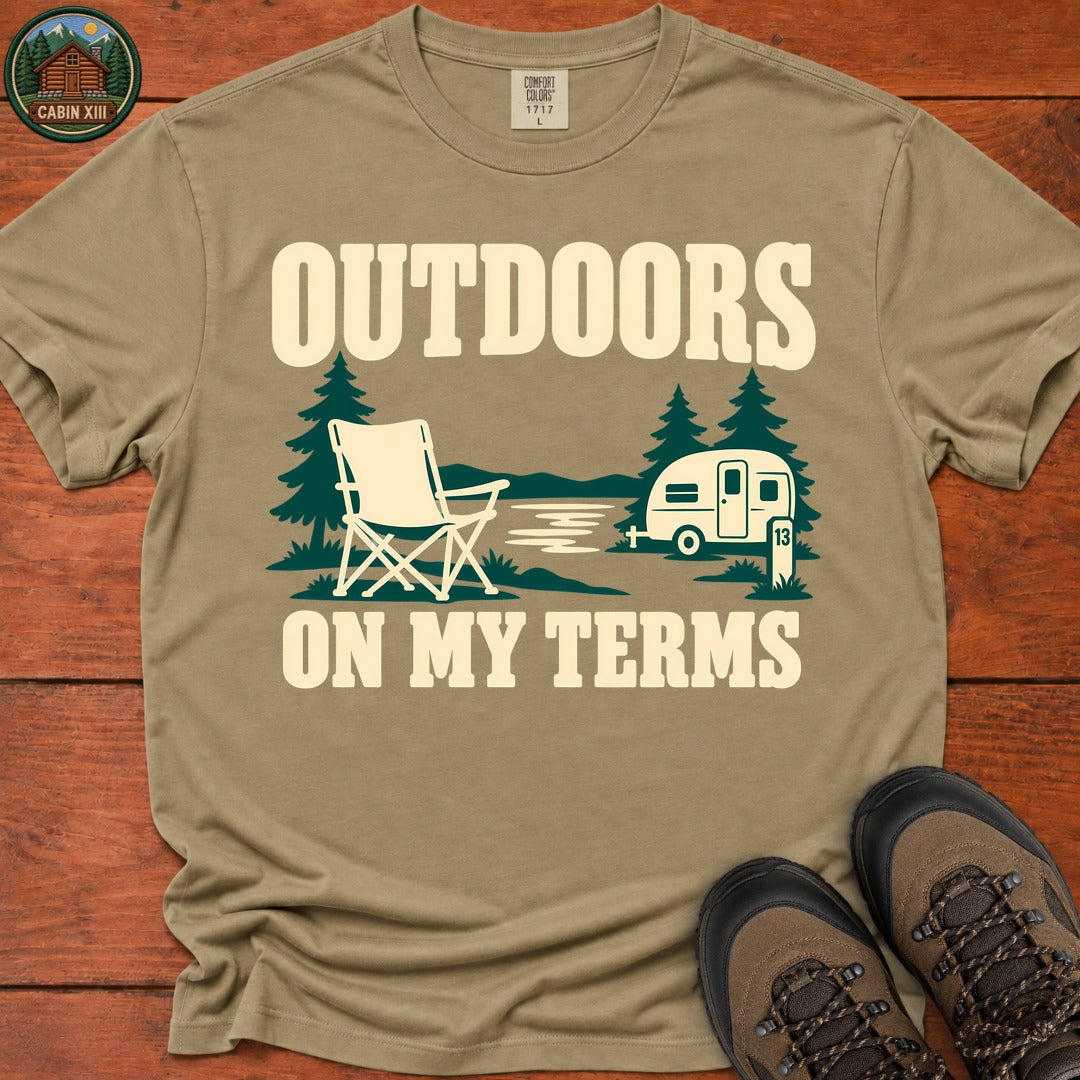 Outdoors On My Terms T-Shirt — Khaki