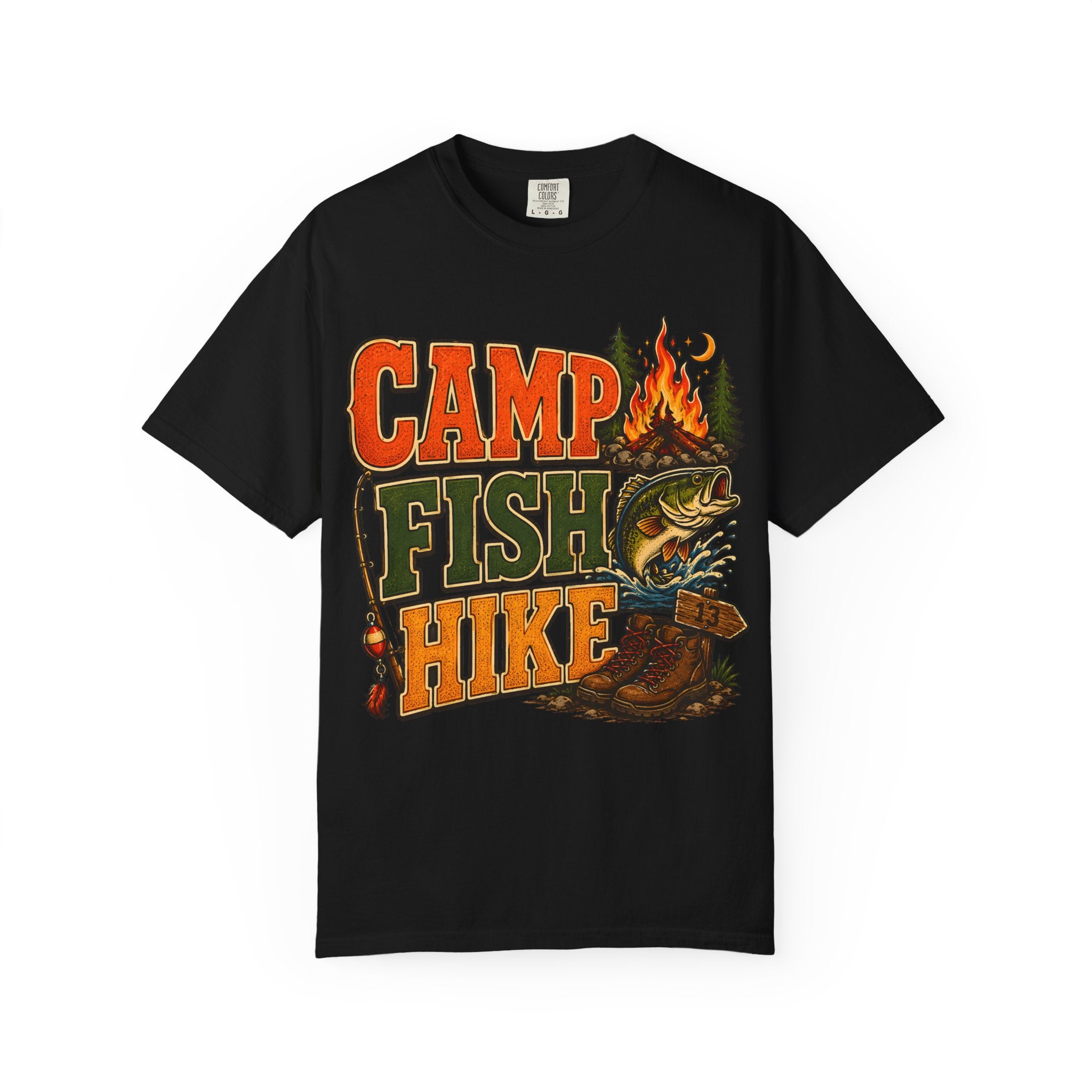 Camp Fish Hike — Vintage Outdoor Camping and Fishing Tee