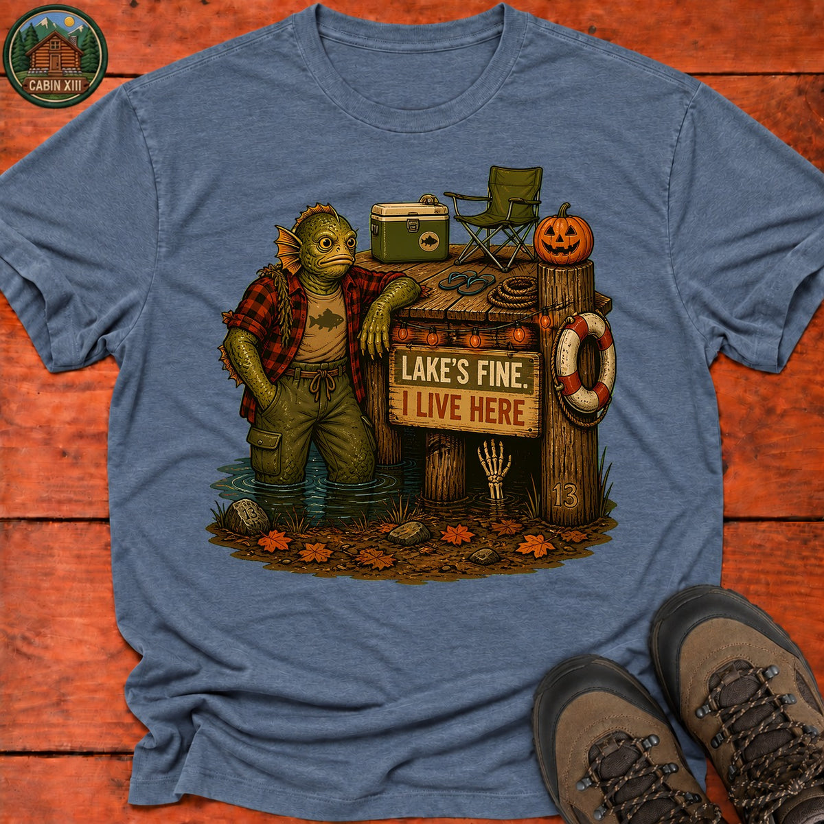 Lagoon Monster Halloween T-Shirt — Heather Indigo