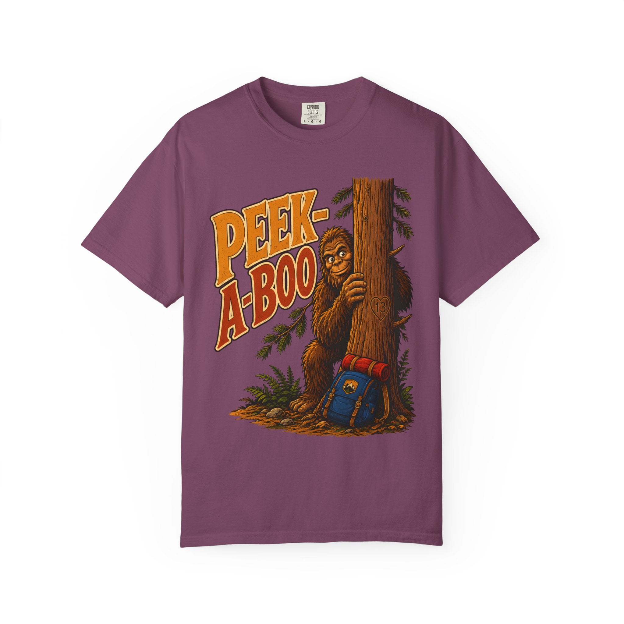 Peek-A-Boo Bigfoot — Funny Sasquatch Hiking Camping Tee